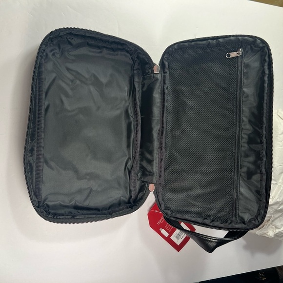 Perry Ellis Black Leather Toiletry Travel Case with Handle - Picture 6 of 15